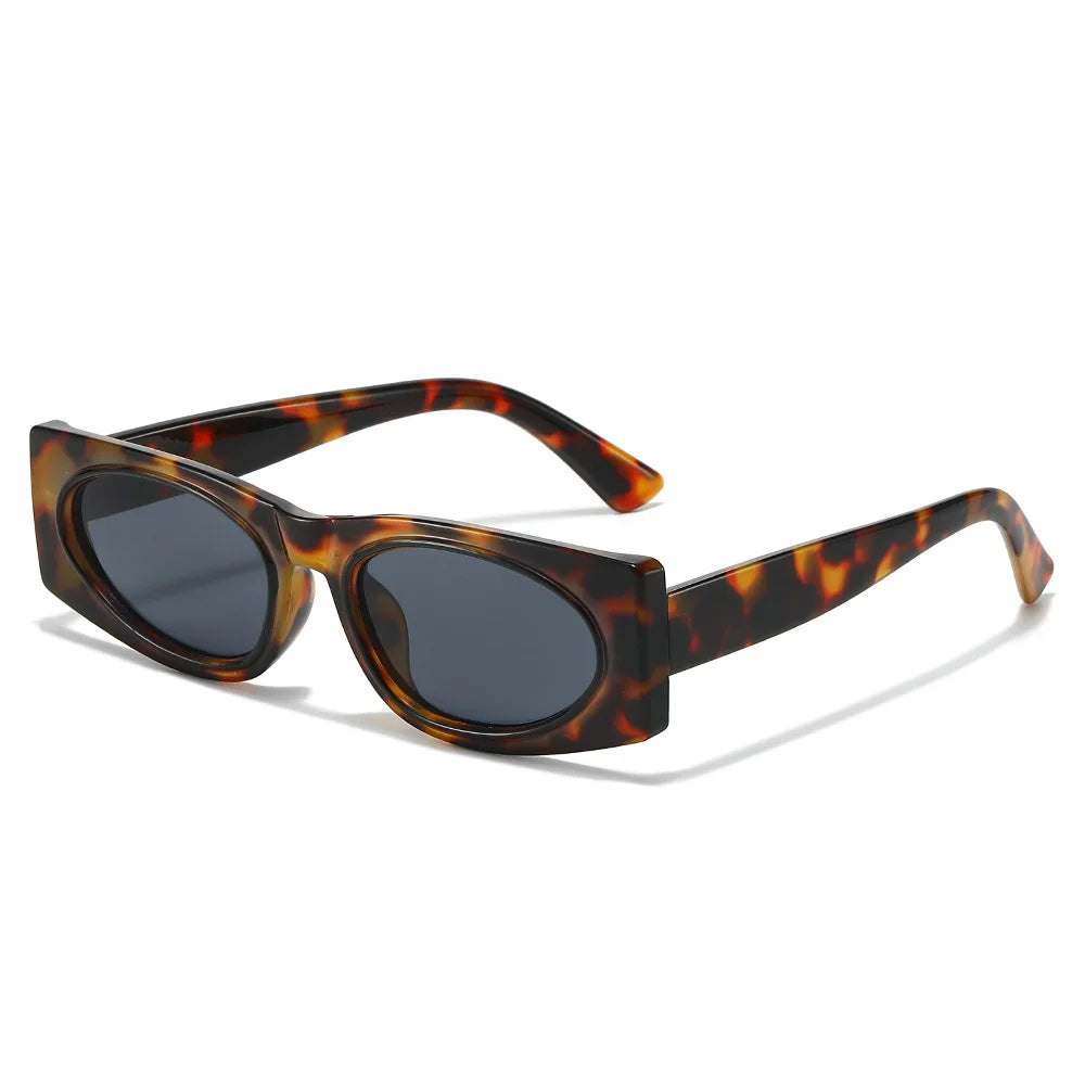 JNPCXI New Ins Popular Fashion Square Sunglasses Women Shades UV400 Retro Leopard Men Trending Oval Lens Sun Glasses