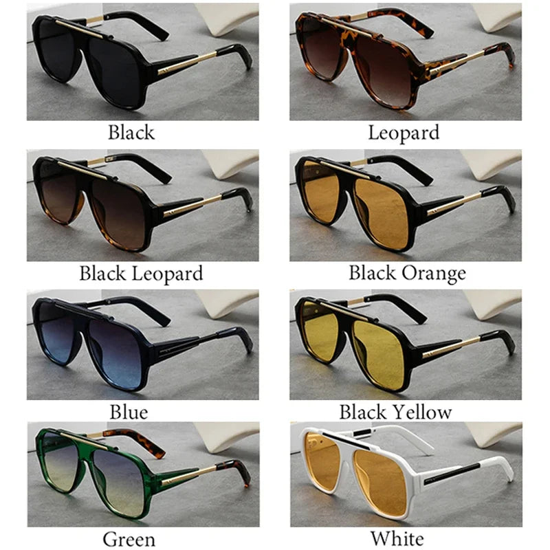 JNPCXI New Fashion Rivets Square Women Sunglasses Shades UV400 Retro Trending Gradient Men Punk Yellow Sun Glasses