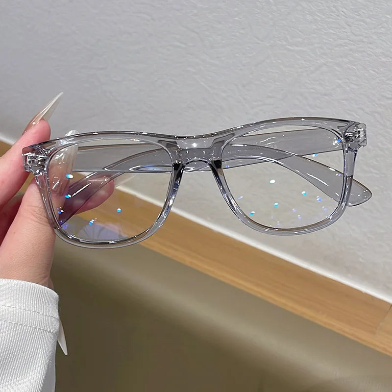 JNPCXI Vintage Real Photo Square Glasses Frame Women Fashion Clear Anti-Blu-Ray Lens Eyewear Men Optical Frame