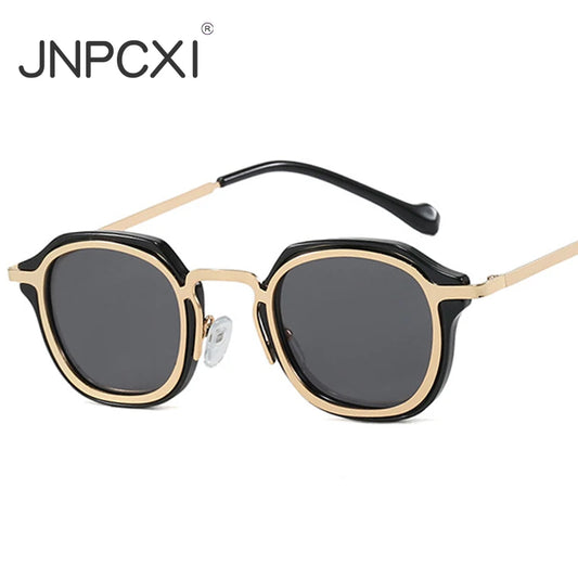 JNPCXI Ins Popular Fashion Small Round Men Punk Sunglasses Retro Women Trending Black Sun Glasses Gradient Shades