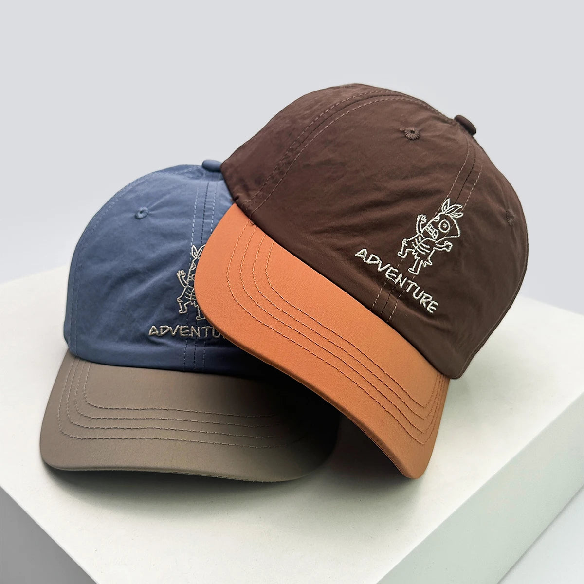 New Unisex Cartoon Color Block Letter Embroidery Baseball Hats Breathable Short Eave Sunshade Peaked Caps Versatile Quick Drying