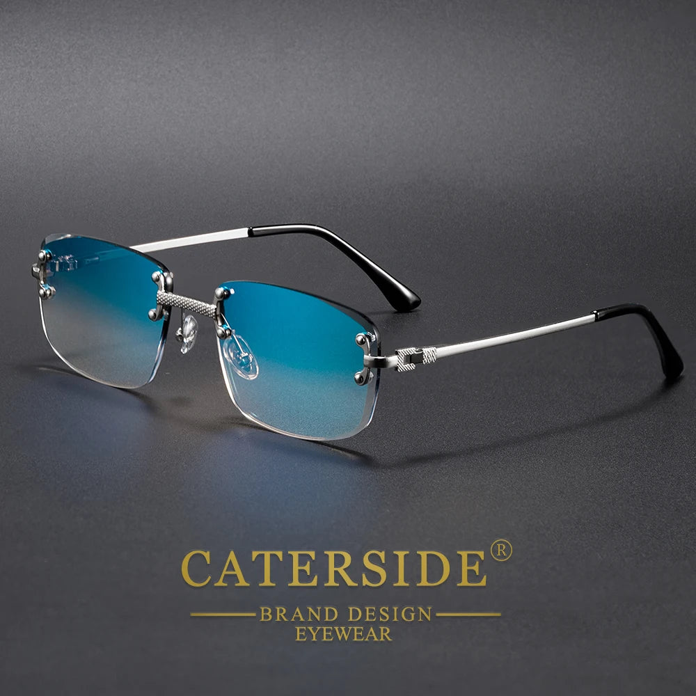 CATERSIDE Fashion Frameless Sunglasses Men Women Luxurious Outdoor Party Sun Glasses Metal Frame Mirror Gradient Lens Eyewear