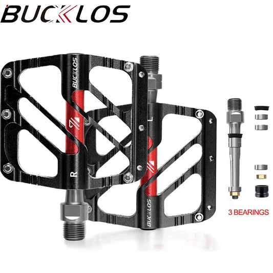 BUCKLOS Non-slip Bicycle Pedal 3 Bearings Flat/Platform Mtb Pedals 9/16" CNC AL Mountain Road Bike Pedal Gravel Cycling Parts
