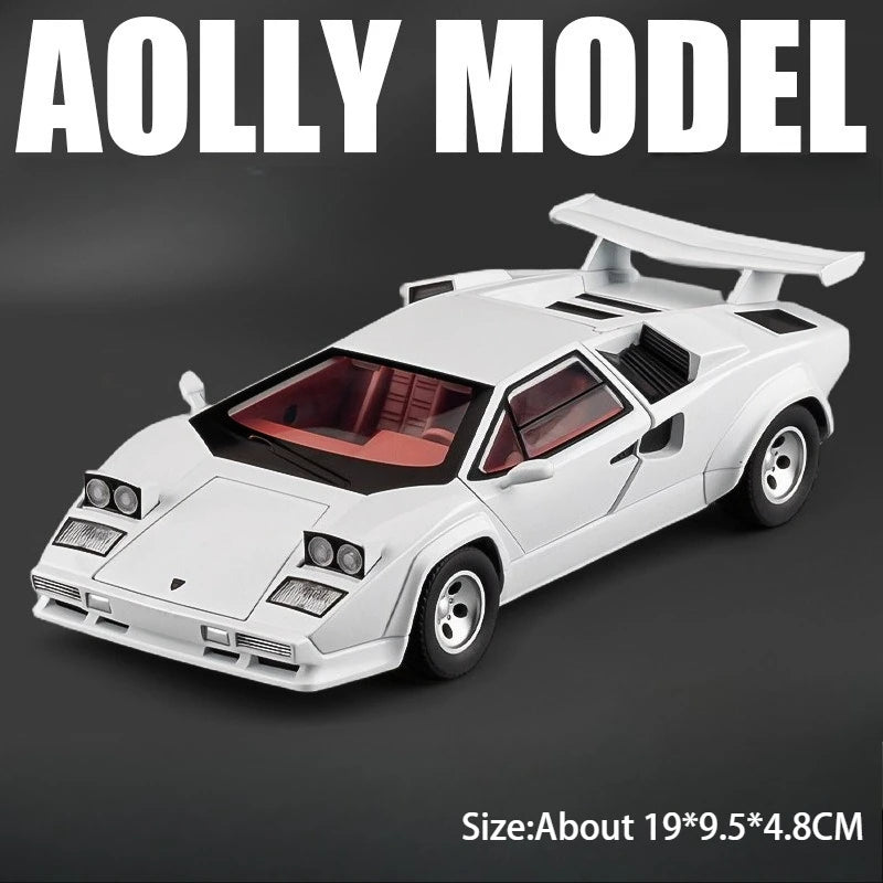 1:24 F1-LM LP500S Alloy Sporscar Model Diecast Toy Doors Opened Sound Light Pull Back Front-wheel Steering Car Children Day Gift