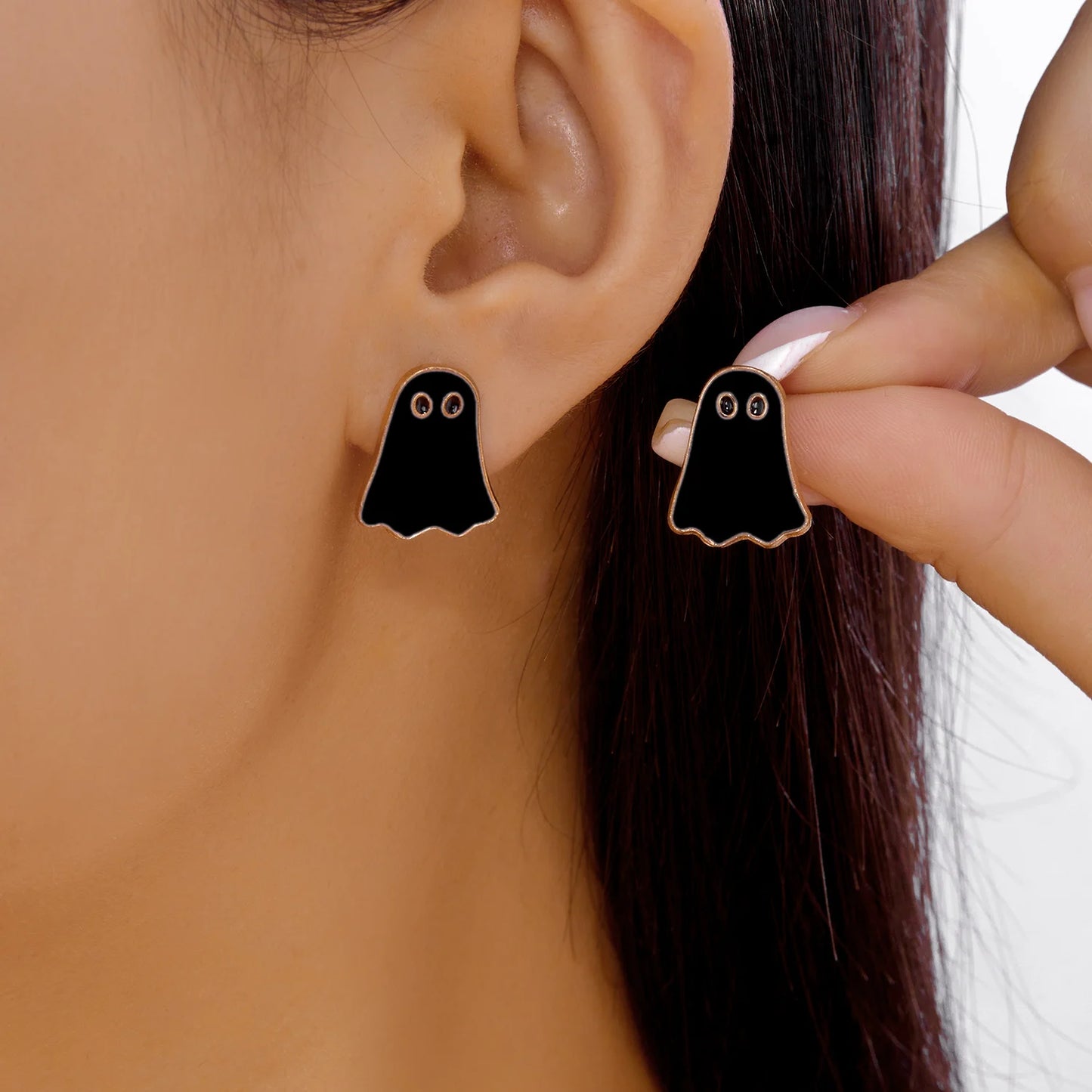 Cute Halloween Ghost Drop Earrings for Women Girls Funny Little Monster Earrings Necklace Jewelry Set Party Accessories Gift