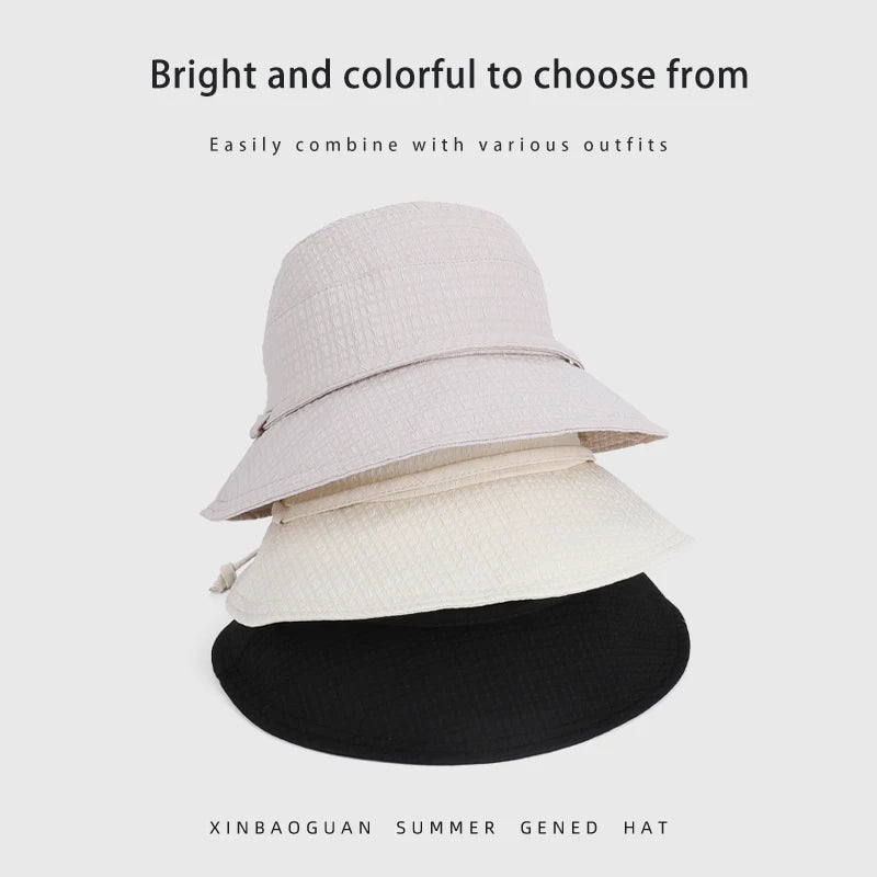6148-New summer women's outdoor sun protection hat - stylish bow fisherman hat with wide brim, smallroundcrown,suitableforshowin
