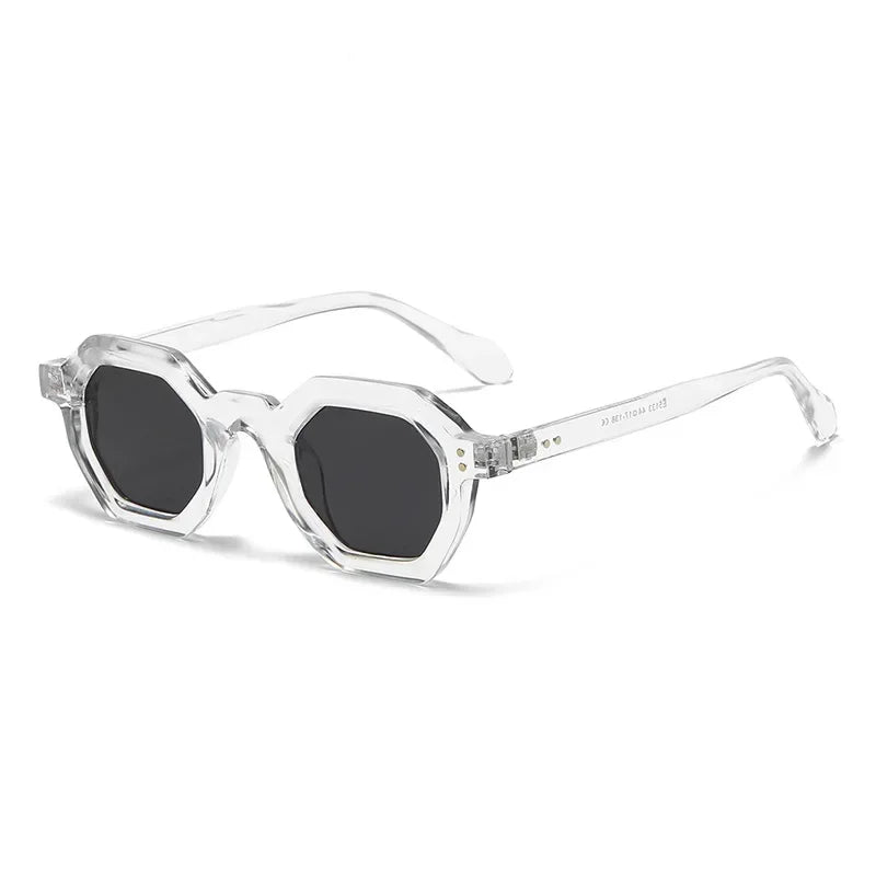 JNPCXI Retro Amber Polygon Small Square Women Sunglasses Retro Rivets Men Shades Fashion Trending Outdoor Sports Sun Glasses