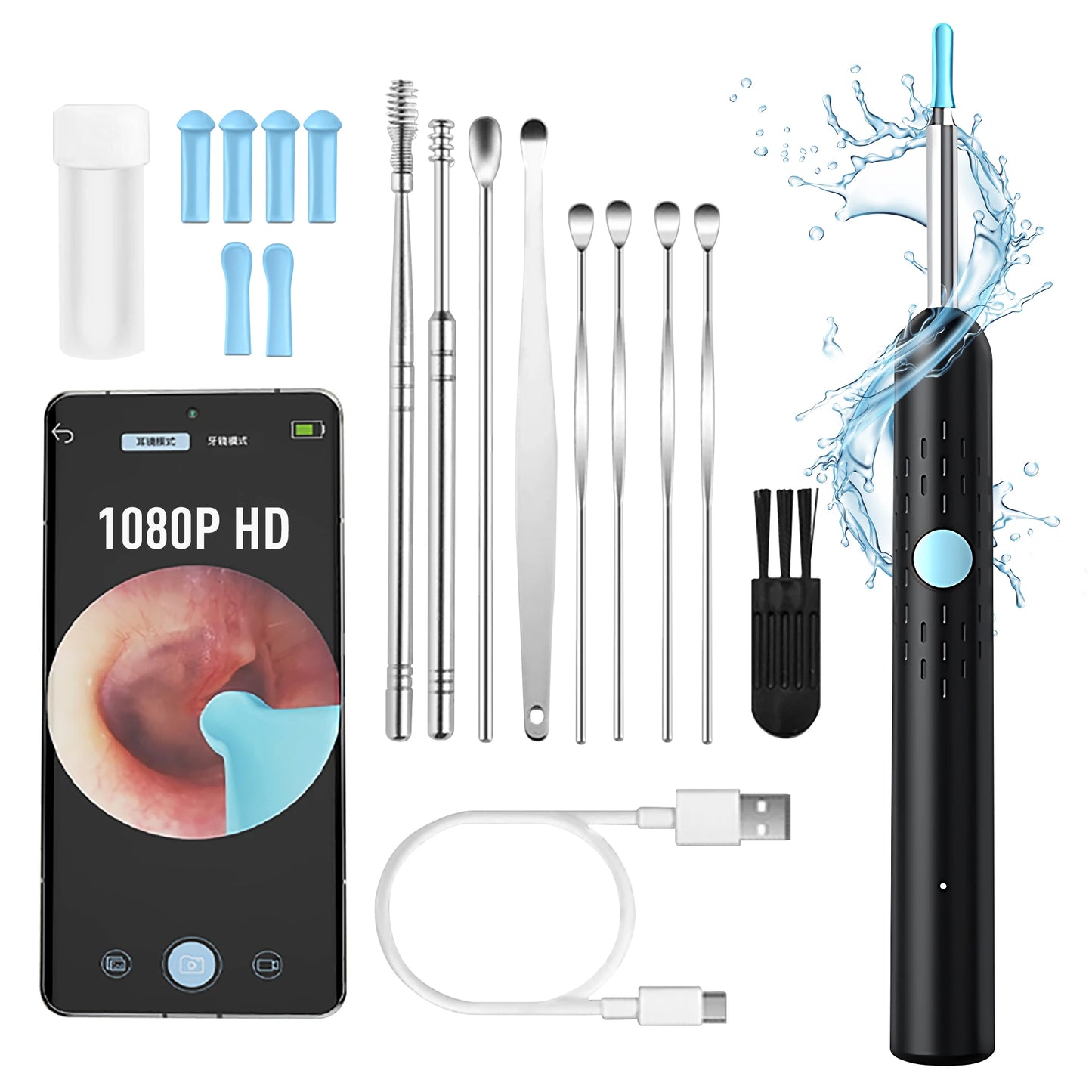 Wireless Intelligent Ear Cleaner 1080P Visual Otoscope Camera Ear Wax Remover Pick Spoon Cleaning Tools Luminous Endoscopy