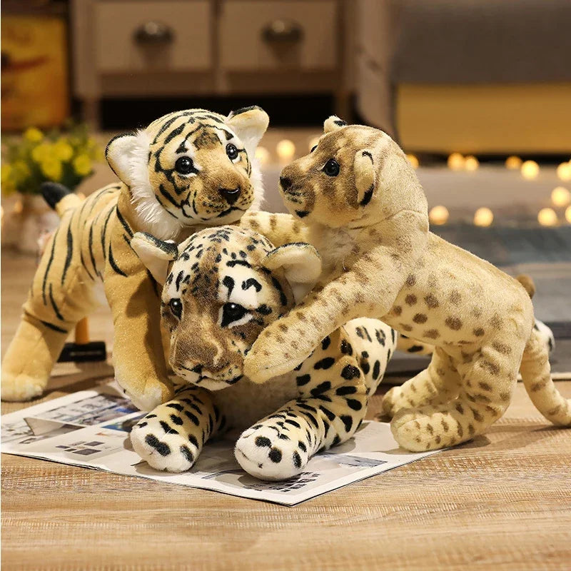 Lifelike Soft Stuffed Animals Lying Tiger Plush Toys Simulation Catamount Little Lion Leopard Doll Cute Gifts