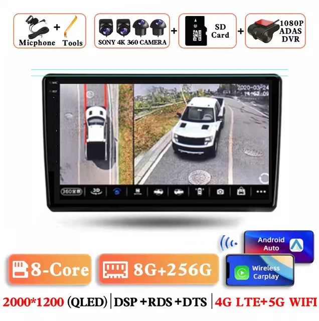 Universal 9" Car Radio for Nissan Honda Toyota Lada Volkswagen Hyundai Android 15 Wireless Carplay Multimedia Player Stereo GPS