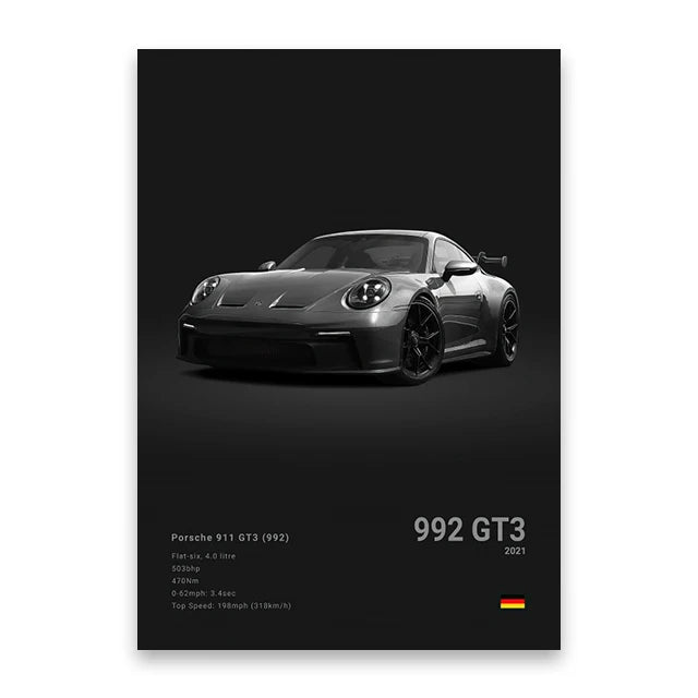 2021 Porsche 911 GT3 Print Famous Brand Cars Canvas Wall Poster Room Decor