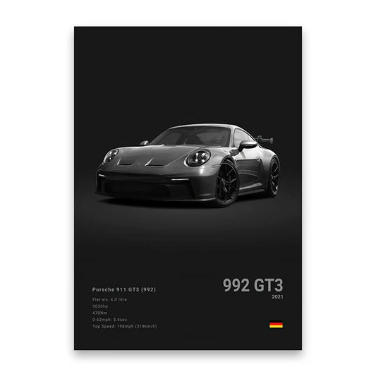 2021 Porsche 911 GT3 Print Famous Brand Cars Canvas Wall Poster Room Decor