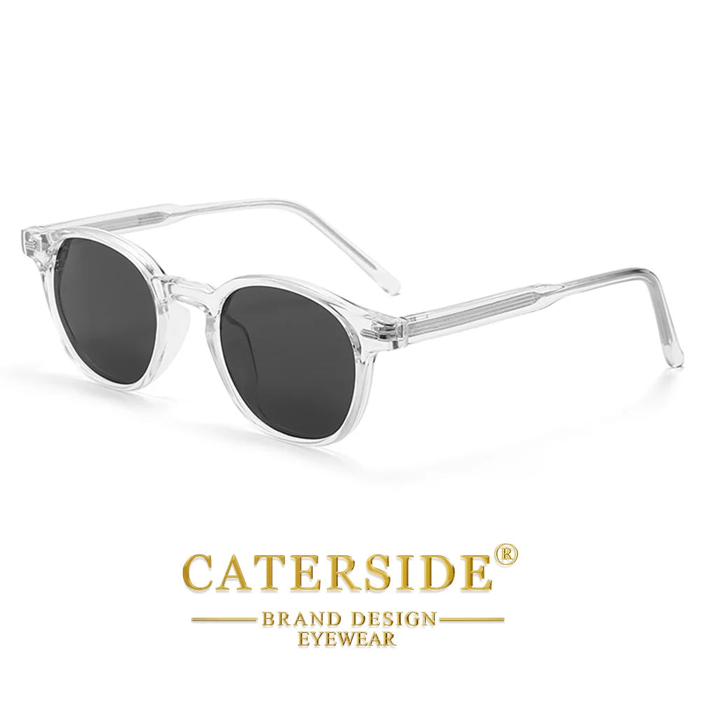 Caterside Polarized Round Sunglasses Men Punk TR Frame Core Insert Leg Retro Sun Glasses Women Set Driving Fishing Eyewear UV400