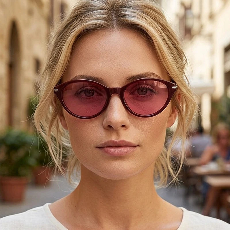 JNPCXI New Fashion Cat Eye Candy Color Sunglasses Women Retro Rivets Trending Red Men Shades UV400