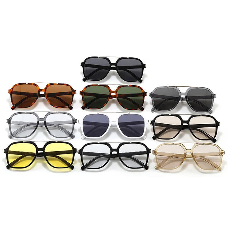 JNPCXI New Retro Oversized Pilot Sunglasses Women Fashion Luxury Big Frame Punk Square Sun Glasses Retro Classic Thick Shades