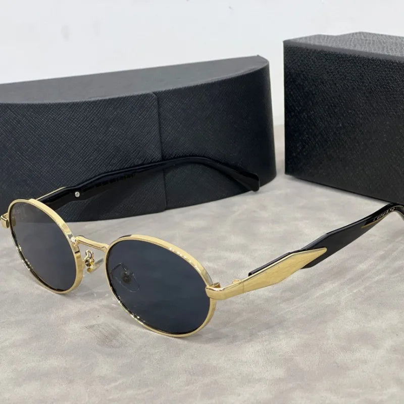 Retro Fashion Metal Round Frame Sunglasses Unisex Street Snap Slimming Large Face Women's Men's Popular Sun Glasses
