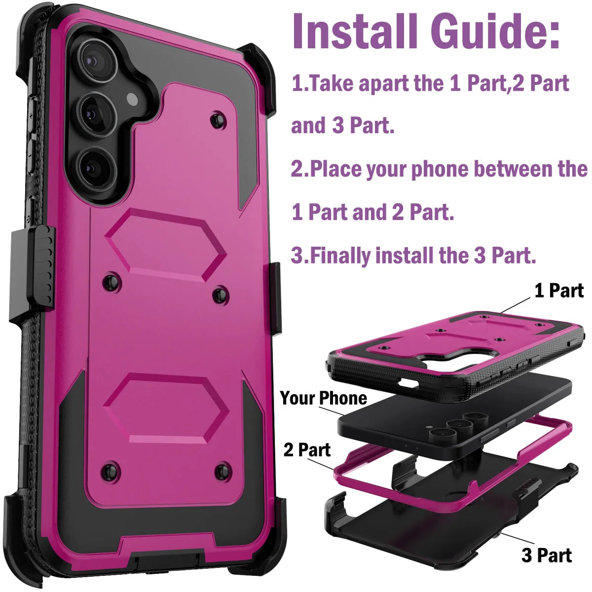 Samsung Galaxy S24/S24+/S24 Ultra/S24 FE Rugged Shockproof Heavy Duty Phone Case