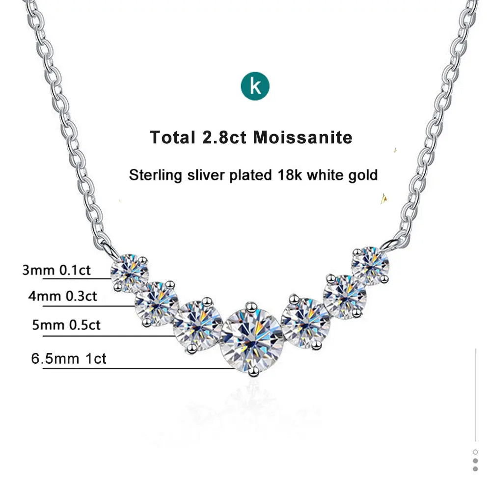 Woman's Zircon Jewelry, 925 Sterling Silver Plated 18k White Gold Necklace.