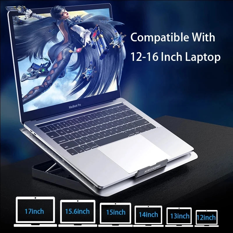 Aluminum Alloy Laptop Cooler Stand Gaming Laptop Cooling Pad 11-17 Inch Notebook