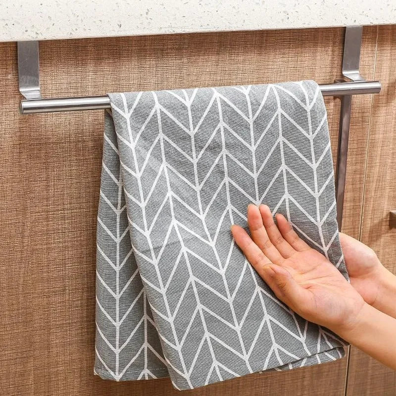 1pc Stainless Steel Towel Rack Bathroom Towel Holder Stand Kitchen Cabinet Door Hanging Organizer Shelf Wall Mounted Towel Bar