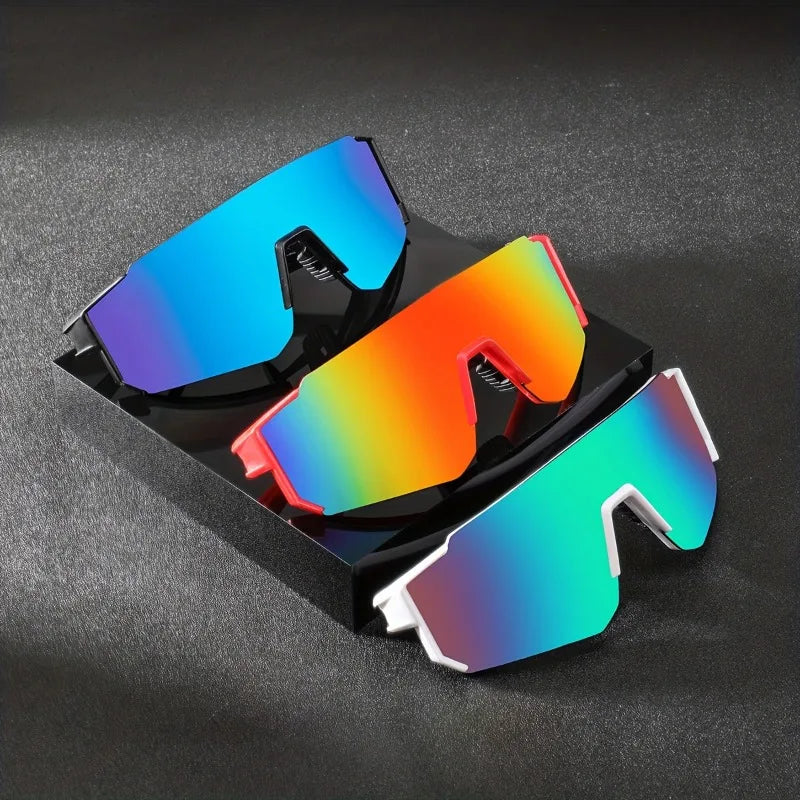 3pcs Men's Plastic Half Frame One-piece Lenses Cyberpunk Futuristic Fashion Decoration Glasses Suitable for Both Men and Women
