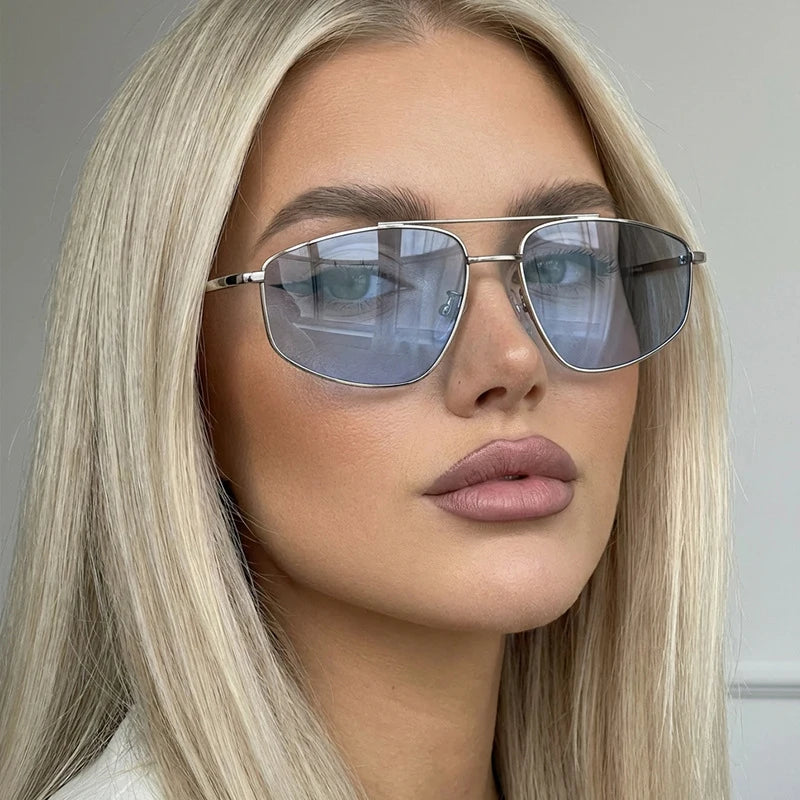 JNPCXI New Retro Pilot Women Sunglasses Classics Metal Double Bridge Shades Sun Glasses Female Eyewear Trendy Glasses Oculos