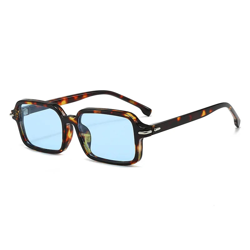 JNPCXI New Fashion Rectangle Women Square Sunglasses Retro Rivets Men Trending Green Shades UV400 Sun Glasses