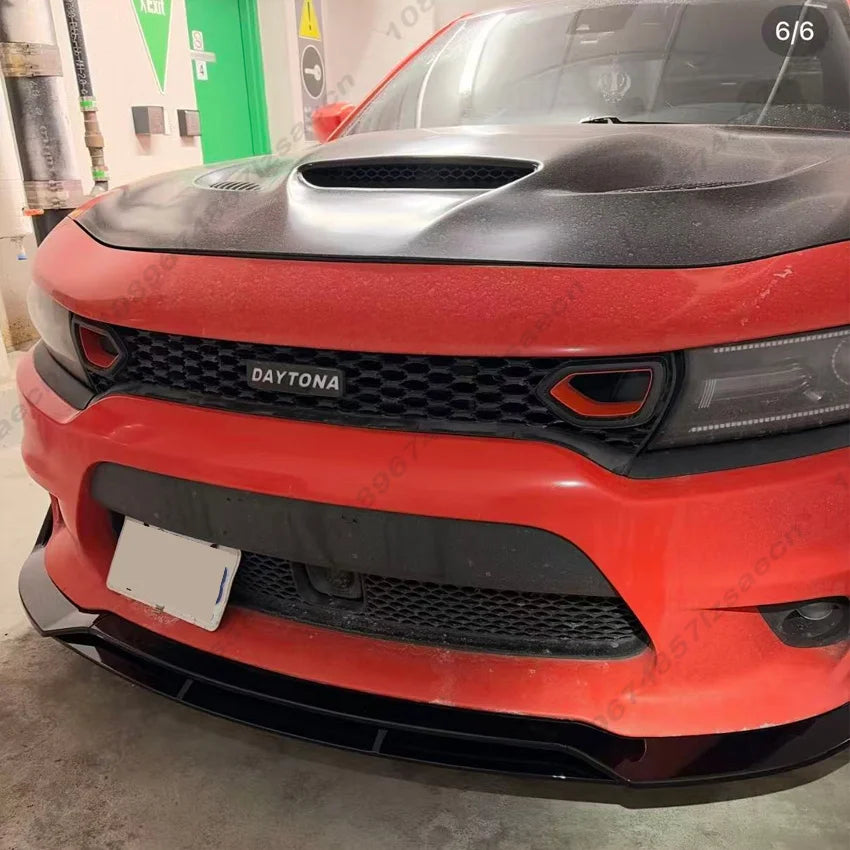 For Dodge Charger SRT 2015-2024 Car Front Bumper Diffuser Lip Spoiler Body Kit Splitter Cover Protector Tuning Gloss Black ABS
