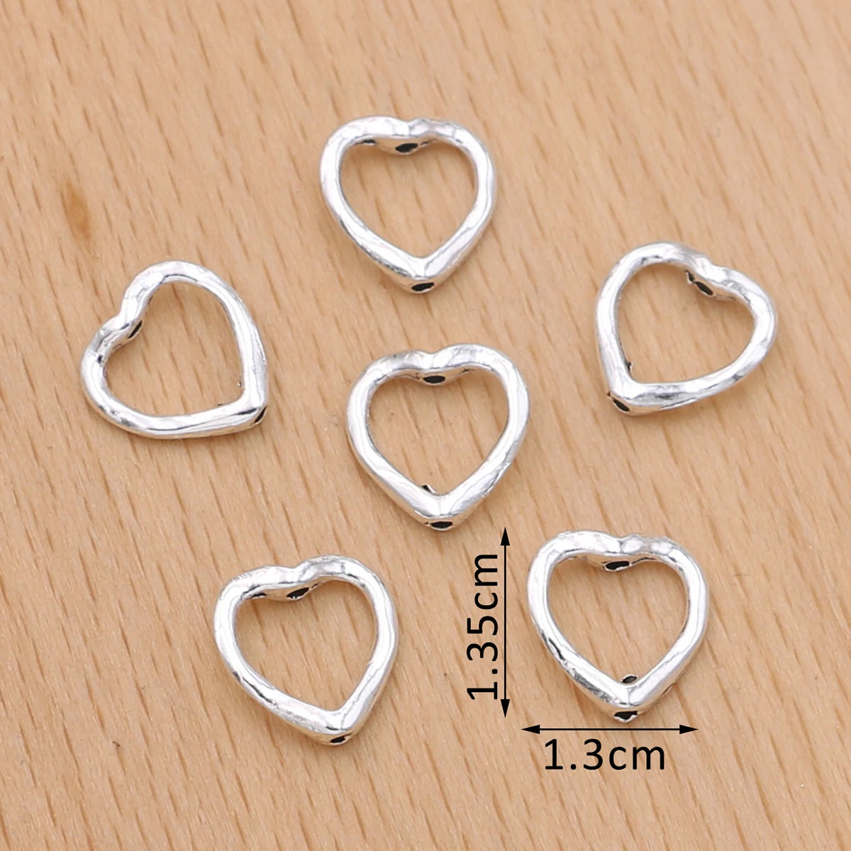 20Pcs 8mm Silver Plated Heart Spacer Beads Frame for Jewelry Making Bracelet Necklace Keychains Accessories DIY