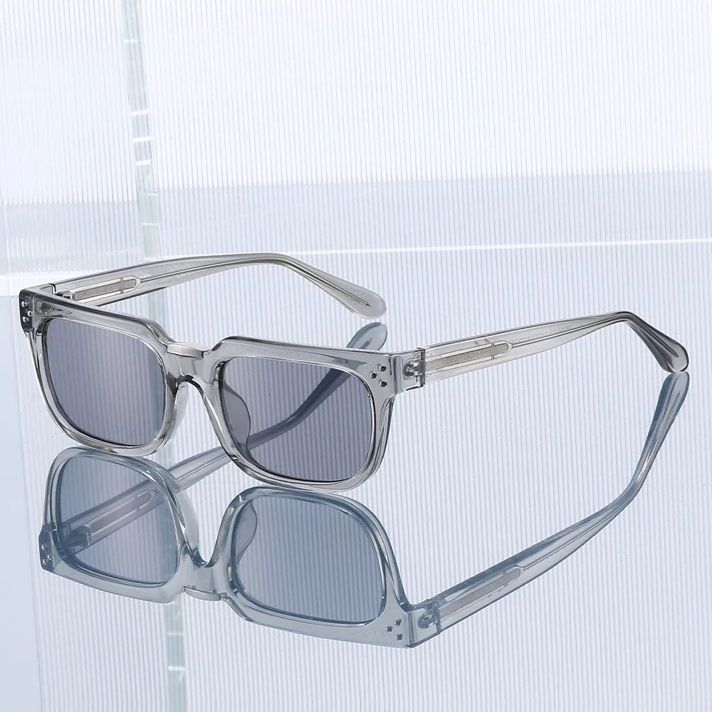 JNPCXI New Luxury Vintage Square Men Sunglasses Rivets Driving Polarized Shades Fashion Gradient Eyewear Trendy Sun Glasses
