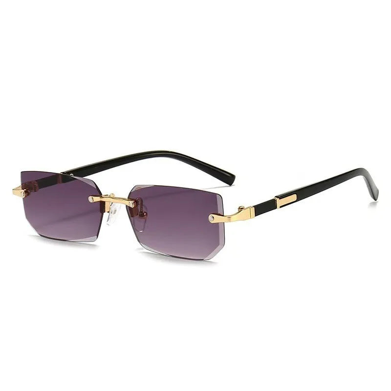 UV400 Protection Rimless Rectangle Sunglasses Y2K Eyewear Vintage Frameless Sun Glasses for Women Men