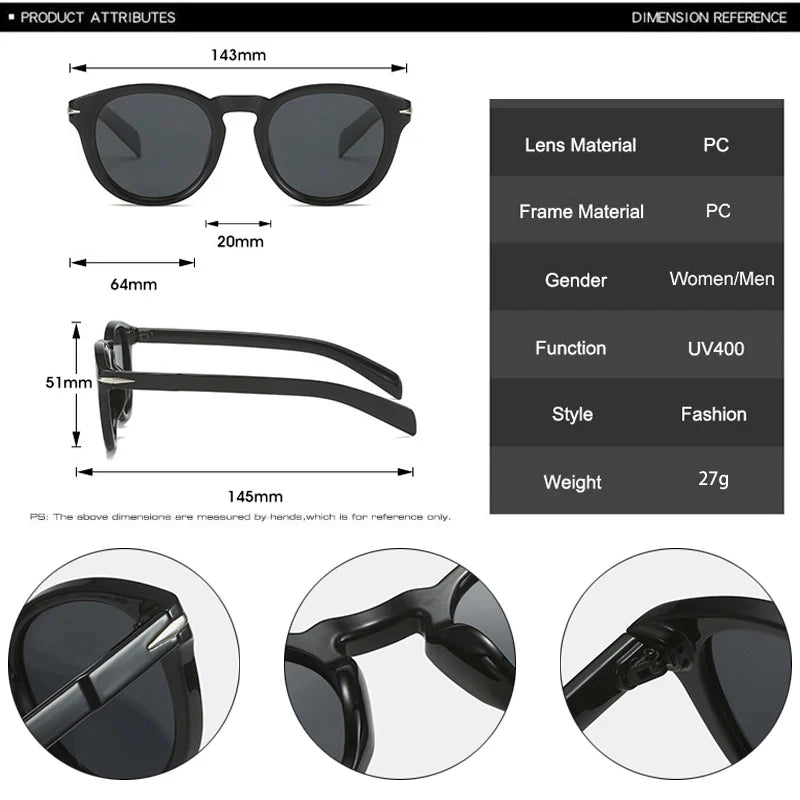 JNPCXI Retro Round Men Polarized Sunglasses Shades UV400 Fashion Brand Designer Matte Blue Women Rivets Sun Glasses