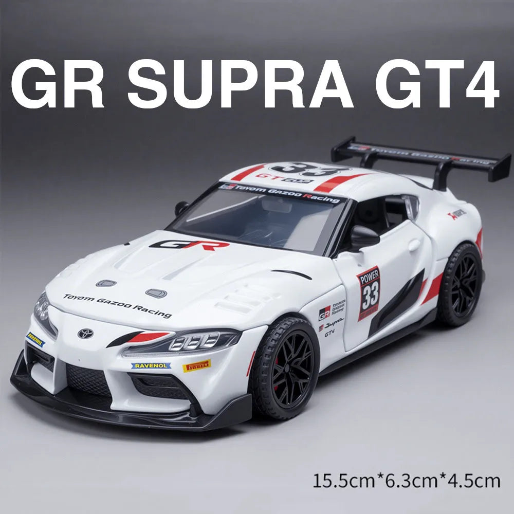 1:32 Scale 911 Targe Supra GT4 Miniature Model Alloy Diecast Toys Car Doors Opened with Sound Light Sportscar Gift That Boy Love