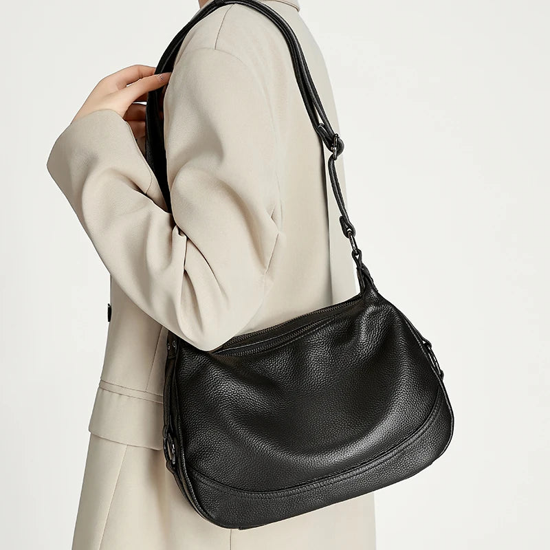 Women Genuine Leather Simple Solid Color Mini Crossbody Bag Lightweight Small Phone Shoulder Bag Luxury Designer Messenger Bag