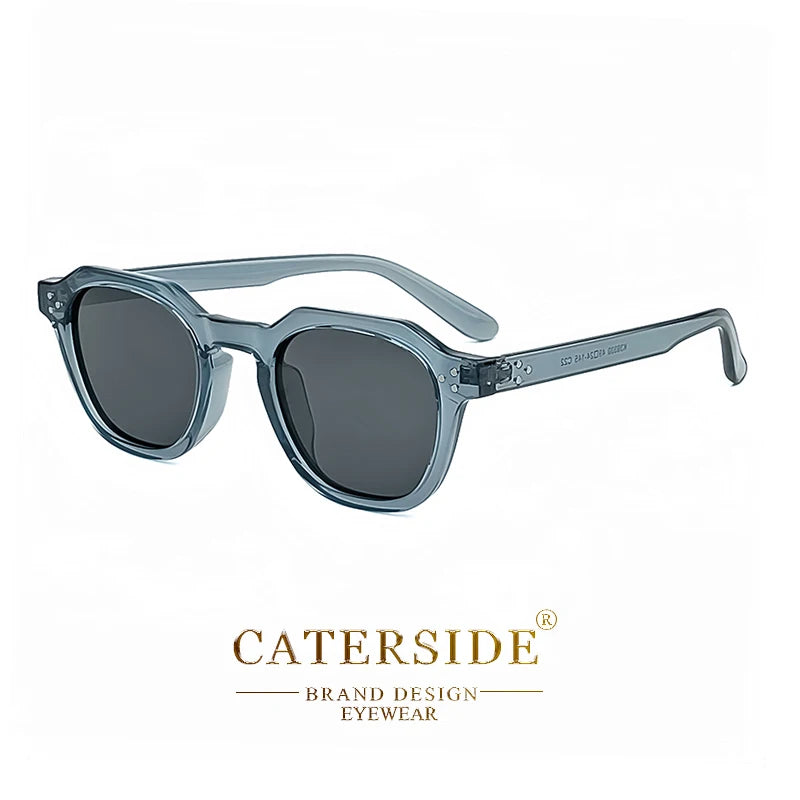 CATERSIDE Retro Polarized Sunglasses Men Acetate Temple / TR Frame Polygon Women Sun Glasses High Quality Travel UV400 Eyewear