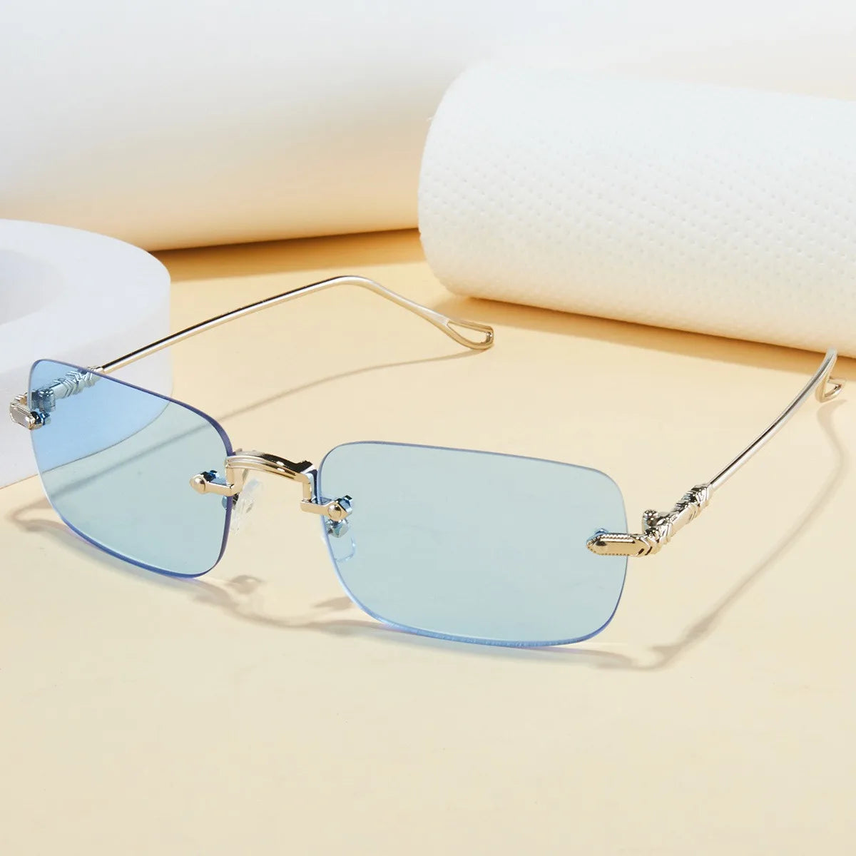 Men's Metal Frameless Sunglasses Square Frameless Sunglasses Retro Metal Sunglasses Trendy Street Photography Street Style