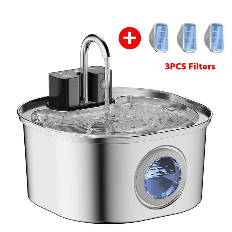 3.2L Stainless Steel Pet Water Feeder,4000mAh Battery Wireless Auto Cat Fountain