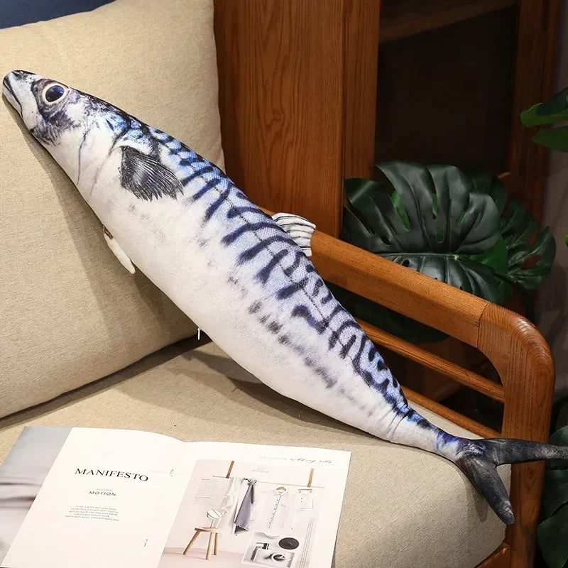 3D Simulation Fish Plush Toys Stuffed Tuna Salmon Autumn Saury Grouper Plush Pillow Creative Sofa Pillow Cushion Gift Kids Toy