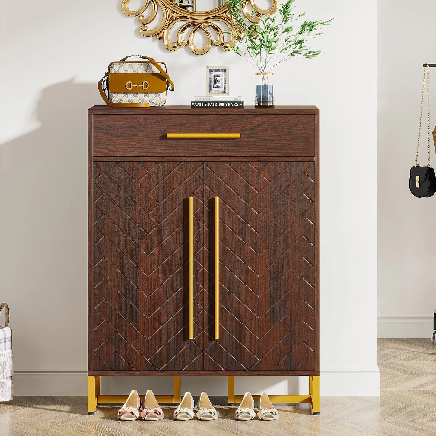 Tribesigns Shoe Cabinet with Doors, Shoe Storage, Drawer for Entryway, Organizer