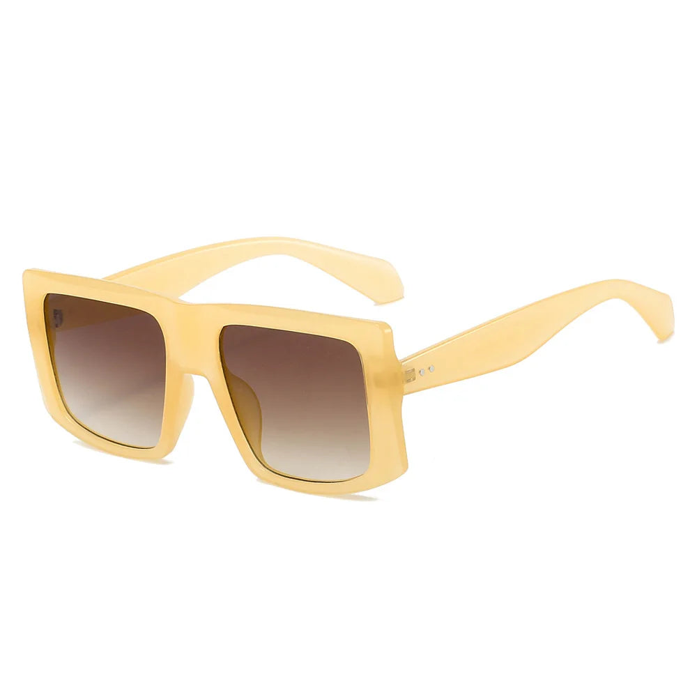 JNPCXI New Fashion Oversized Square Women Sunglasses Shades UV400 Retro Green Gradient Men Punk Sun Glasses
