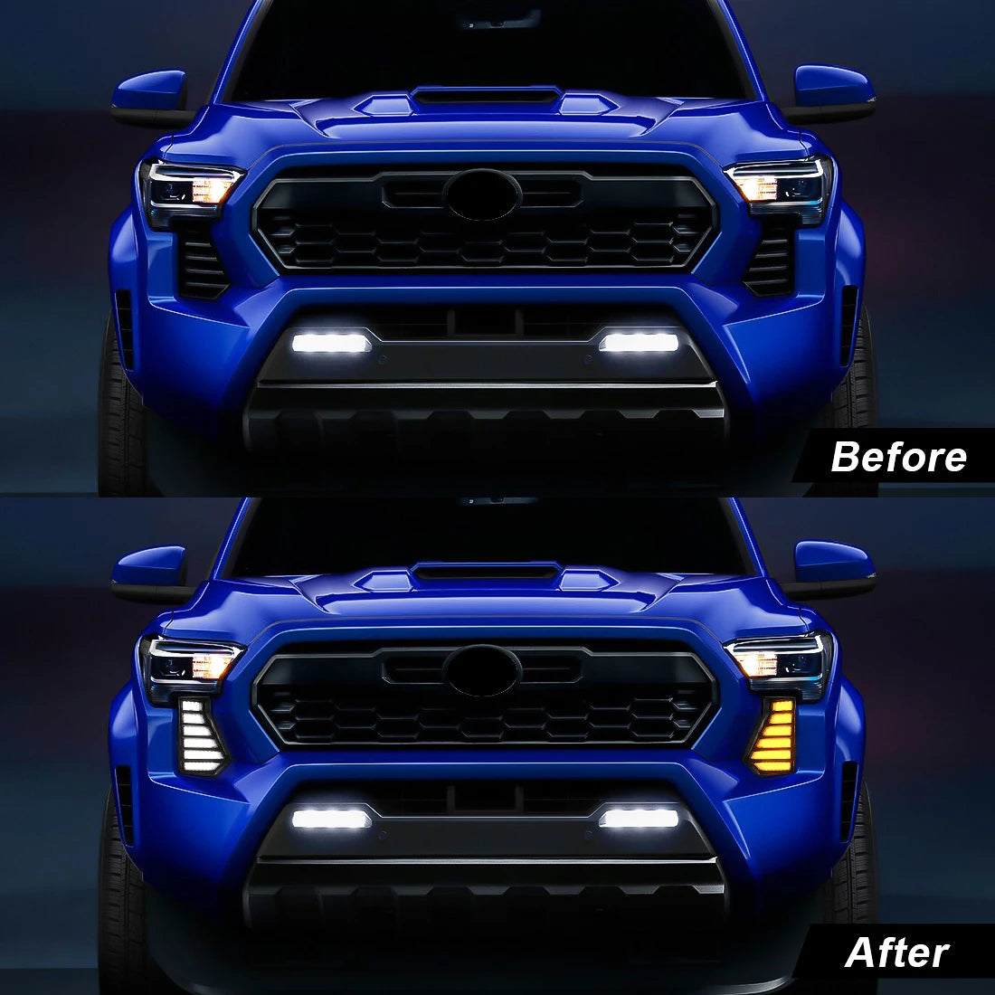 For Toyota Tacoma 2024 LED DRL Daytime Running Lights Fog Lamps Front Bumper Driving Headlights White Yellow Car Accessories 12V
