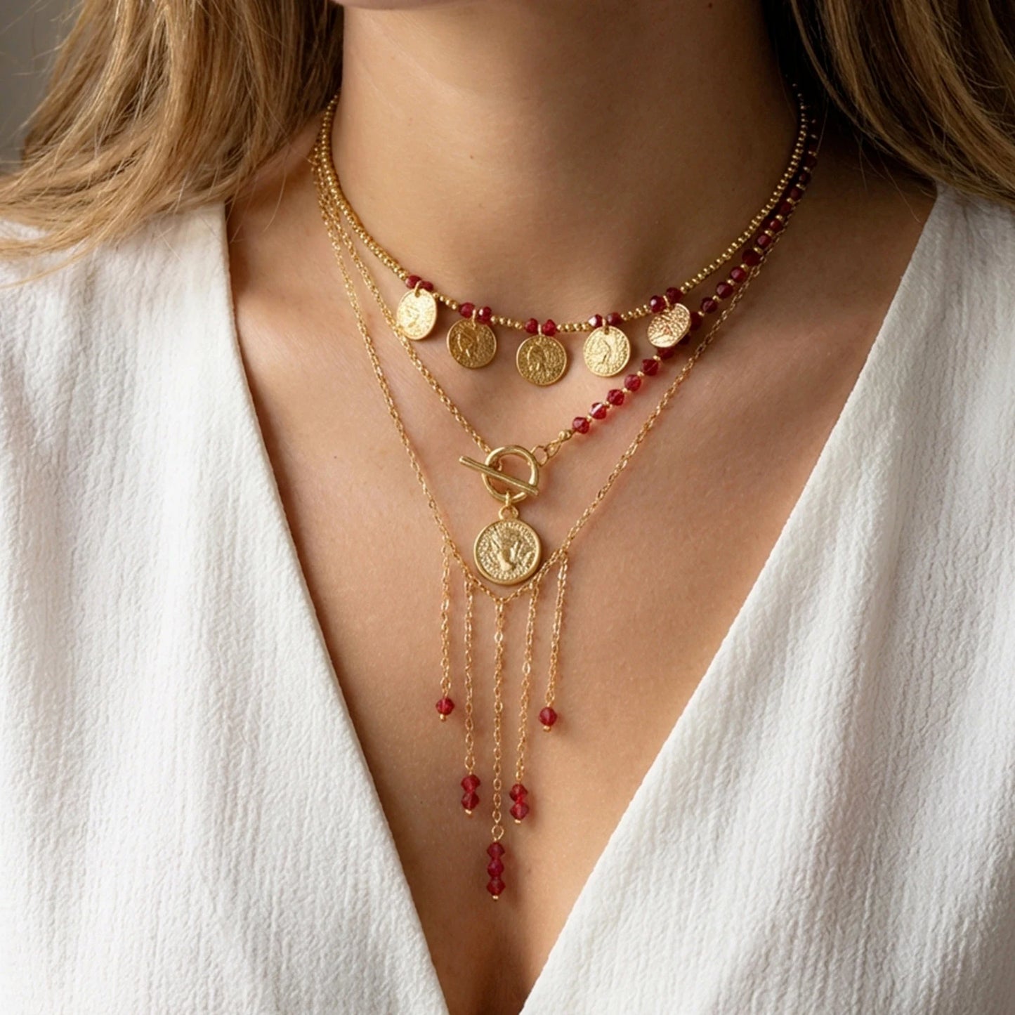 New Fashion Geometric Sequins Tassel Choker Necklace for Women Boho Star Moon Pendant Multi Layered Chain Necklace Party Jewelry