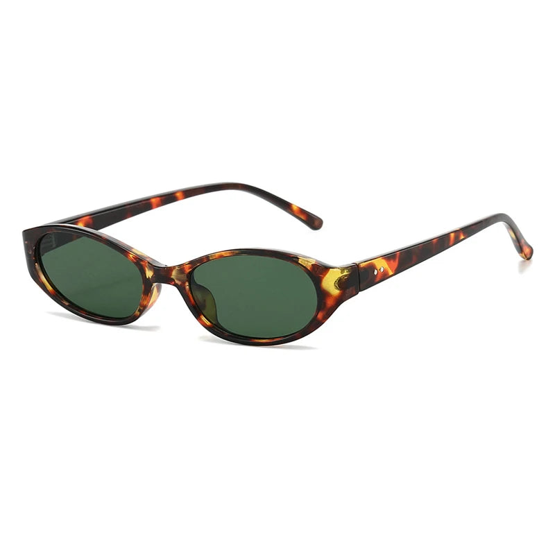 JNPCXI New Fashion Small Oval Punk Men Sunglasses UV400 Retro Rivets Women Cat Eye Leopard Sun Glasses