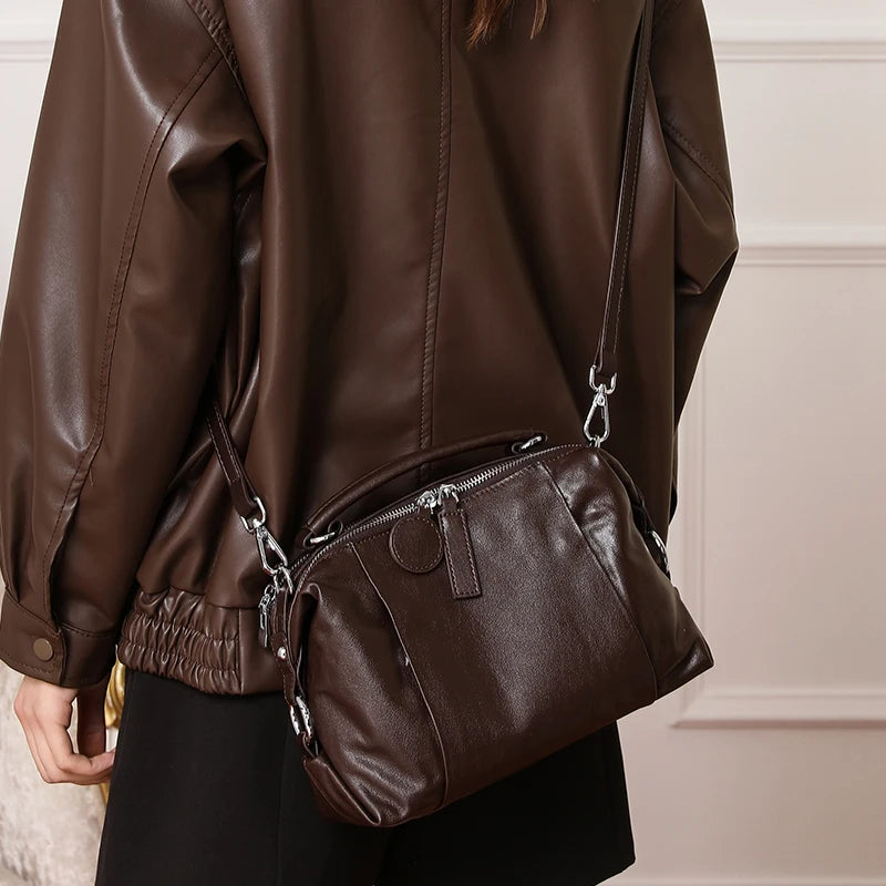 Women's Genuine Leather Handbag High Quality Bag Shoulder Bag Fashion Soft Cow Leather Handbag Lady Shoulder Bag Luxury New