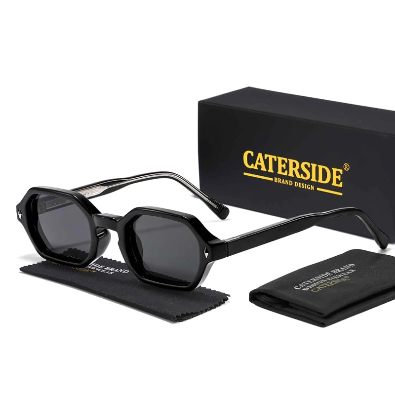 CATERSIDE Fashion Polygon Sunglasses Men Small Frame Gradient Lens Sun Glasses for Summer Beach Party Ideal Choice for Gifts