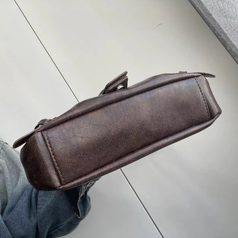 Maillard Style Retro Small Bag, Y2K Wasteland Vintage Leather Shoulder Bag
