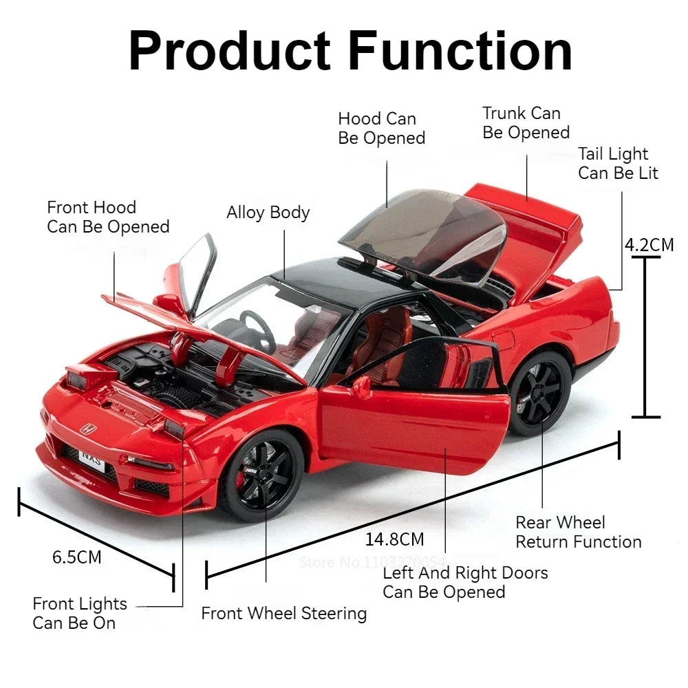 1:32 Honda NSX Accord Alloy Model Toys Miniature Cars Diecast Vehices Doors Opened with Sound Light Pull Back Toy Kids Presents