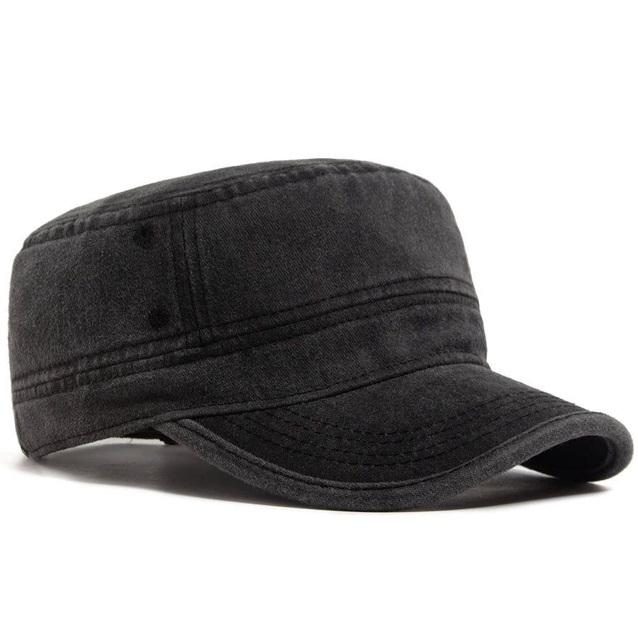 Vintage Flat Hat Men Letter Embroidery Visor Military Cap Outdoor Summer Retro Army Trucker Hats Women Baseball Caps Adjustable