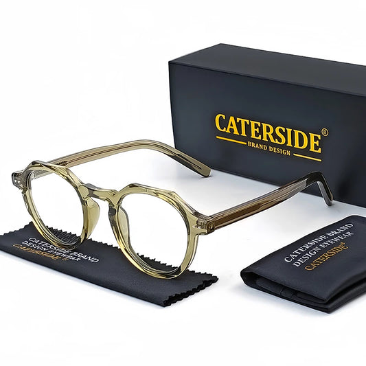 CATERSIDE Retro Polygonal Glasses Men TR Frame High Quality Eyeglass for Women Transparent Lenses Business Eyewear