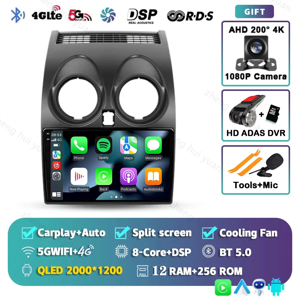 Android 15 For Nissan Qashqai 1 J10 2006 - 2013 2K QLED CarPlay Auto Car Radio Multimedia Video Player GPS stereo Head Unit 4G